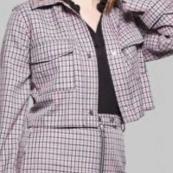 Wild Fable Blazer Crystal Violet Purple Black Plaid Long sleeve XSMALL - Picture 6 of 11